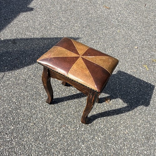 Antique upholstered stool with - antique,