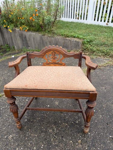 Antique wood vanity bench - antique,